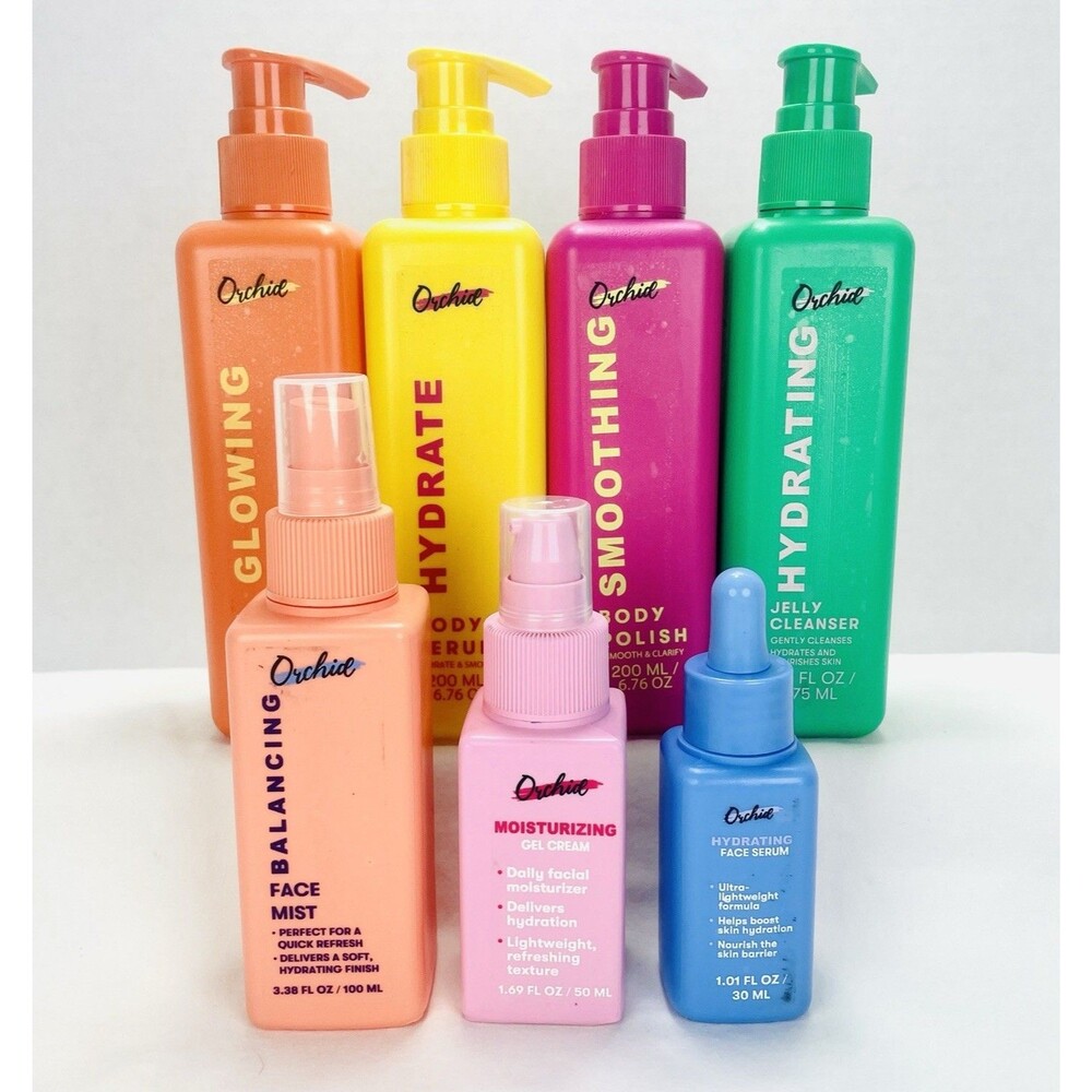 7 Piece ORCHID Complete Set Face & Body Smoothing Hydrating Glowing Moisturizing